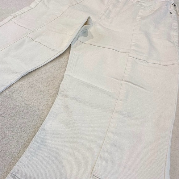 West of Melrose High Rise Patchwork Flare Jeans in Off White Ivory - Picture 10 of 16